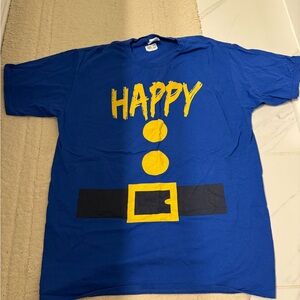 Blue T-Shirt with Yellow Happy Print
